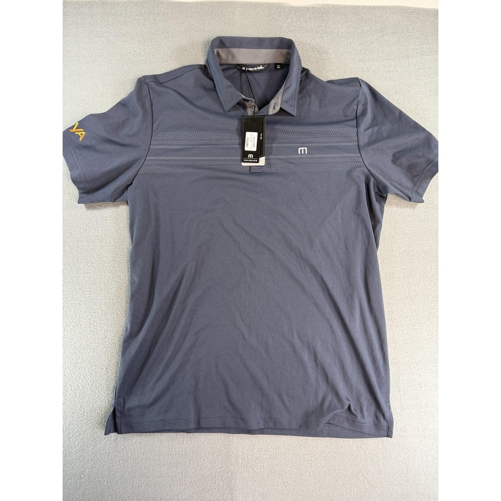 TravisMathew Polo Shirt Mens 2XL Blue Stripe Northwest Golf Voya Logo Classic